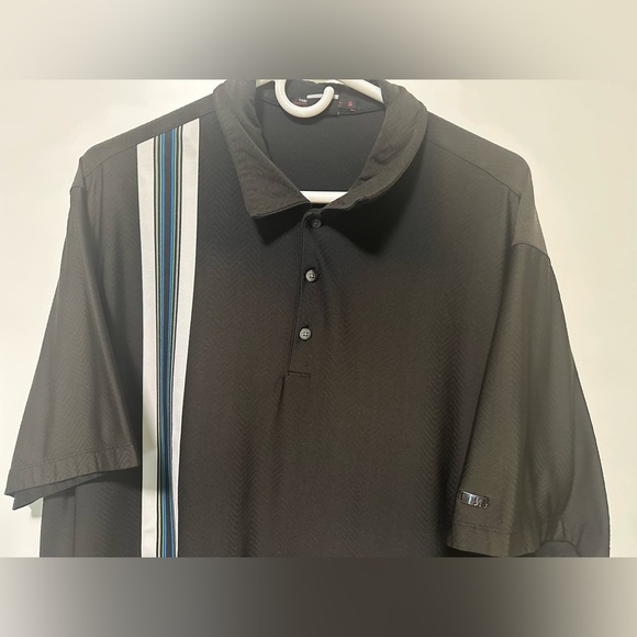 Nike Dri-Fit Tiger Woods Collection Golf Polo Shirt Striped Black Men's XL - Picture 2 of 9